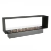Foco Two 1800 built-in see-through bioethanol fireplace in black finish with remote, automatic, and manual control.