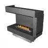 Forma 1000 Left Corner bioethanol fireplace in black with remote control, designed for built-in corner installation.