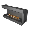 Forma 1500 Left Corner bioethanol fireplace in black with remote control, designed for built-in corner installation and offering