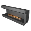 Forma 1800 Left Corner bioethanol fireplace in black with remote and app control, built-in corner design.
