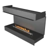 Forma 1200 Three-sided bioethanol fireplace in black finish, designed for built-in installation with remote control functionalit