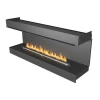 Forma 1800 Three-sided bioethanol fireplace with app and remote control, sleek built-in design, and panoramic flame view.