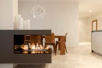 Forma 1200 Room Divider bioethanol fireplace in black with remote control and automatic burner.