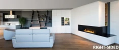 Forma 1800 Right Corner bioethanol fireplace – a sleek, built-in corner model with app control, remote operation, and modern des