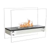 ScandiFlames Freestanding Burner with Glass Plates – A sleek 80 cm bioethanol fireplace with glass panels and manual control.