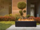 Galio Black - Automatic freestanding outdoor gas fireplace with app and remote control, featuring a sleek black design.