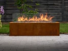 Galio Corten outdoor gas fireplace with rust-finish and manual control.