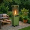 Faro Pale Green Outdoor Gas Heater with manual control and 8 kW heat output, perfect for patios and gardens.