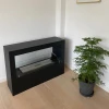 Lansing L Black Freestanding Bioethanol Fireplace by ScandiFlames, a sleek and modern floor-standing bioethanol fireplace.