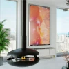 Perola Plus - Black Titanium by GlammFire, a ceiling-mounted bioethanol fireplace with a sleek black titanium finish and remote 