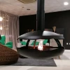 Perola Plus - Black Titanium by GlammFire, a ceiling-mounted bioethanol fireplace with a sleek black titanium finish and remote 