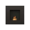 Lotus Black by GlammFire, a sleek wall-mounted bioethanol fireplace with remote control and an elegant black finish.