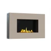 Mito Small - Cream by GlammFire, a stylish wall-mounted bioethanol fireplace with remote control and a sleek cream finish.