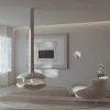 Perola Plus - White by GlammFire, a ceiling-mounted bioethanol fireplace with a sleek design, remote control operation, and effi