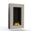 Tango - Cream by GlammFire, a luxurious wall-mounted bioethanol fireplace with an elegant cream finish, remote control, and 8-ho
