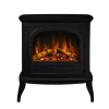 Hinton Cast Iron Electric Fireplace by British Fires in black, featuring a freestanding cast iron design with remote and panel c