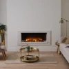 Holbury 870 White Marble Electric Fireplace Suite by British Fires in a luxurious white marble finish, featuring remote and pane