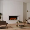 Holbury 1600 White Marble Electric Fireplace Suite by British Fires – a built-in one-sided electric fireplace with remote contro