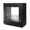 ScandiFlames Hollywood 2-sided free-standing bioethanol fireplace in black, featuring a modern design and manual control for eff