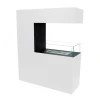 ScandiFlames Tall White Room Divider Bio Fireplace, a freestanding three-sided bioethanol fireplace in white with a 2.5L capacit