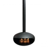 ICONIC ceiling-mounted bioethanol fireplace by Icon Fires in black, featuring a modern design and manual control.
