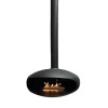 ICONIC ceiling-mounted bioethanol fireplace by Icon Fires in black, featuring a modern design and manual control.
