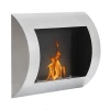 Ocean Stainless Steel Bio Wall Fireplace by ScandiFlames, a sleek and modern wall-mounted bioethanol fireplace.