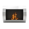 Ocean Stainless Steel Bio Wall Fireplace by ScandiFlames, a sleek and modern wall-mounted bioethanol fireplace.