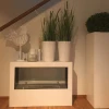 Lansing L White Freestanding Bioethanol Fireplace by ScandiFlames with a sleek modern design.