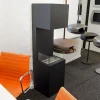ScandiFlames Open 3-Sided Bio Fireplace - Black, a modern freestanding bioethanol fireplace with a three-sided open view and man