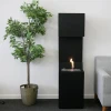 ScandiFlames Open 3-Sided Bio Fireplace - Black, a modern freestanding bioethanol fireplace with a three-sided open view and man