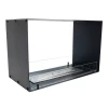 Foco Two 800 bioethanol fireplace – a stylish built-in see-through model with remote control and a sleek black finish.