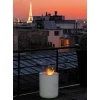 Planika Jar with Concrete Base – Stylish freestanding bioethanol fireplace in white with a concrete base for outdoor use.