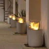 Planika Jar with Concrete Base – Stylish freestanding bioethanol fireplace in white with a concrete base for outdoor use.