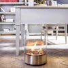 Planika Commerce Stainless Steel bioethanol fireplace – freestanding tabletop design with a sleek stainless steel finish.