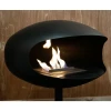 Cocoon Pedestal - Black with a Black Base, a freestanding bioethanol fireplace with a modern design and eco-friendly heating.