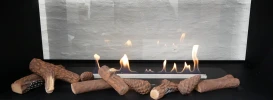 ScandiFlames Decorations Kit 2 featuring elegant wooden decorative elements for bioethanol fireplaces.