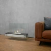 ScandiFlames Freestanding Burner with Glass Plates – A sleek 80 cm bioethanol fireplace with glass panels and manual control.