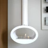 Toronto White 2-Sided Ceiling Mounted Biofire by ScandiFlames – A modern and elegant ceiling-mounted bioethanol fireplace.