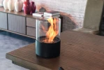 Kennington Round Tabletop Bioethanol Fireplace - Black with a sleek, modern design and clean-burning flame.