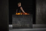 Mistero 1000 Water Vapour Fireplace by Magic Fire with a sleek black finish and realistic flame effect.