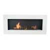 Murus 1200 Matte White bioethanol fireplace by ScandiFlames, a sleek wall-mounted heating solution with a modern design.