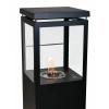 Muztag Premium Fire Paris - Black freestanding outdoor bioethanol fireplace with a sleek design and manual control.
