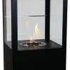 Muztag Premium Fire Paris - Black freestanding outdoor bioethanol fireplace with a sleek design and manual control.