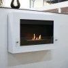 Nebraska White Wall-Mounted Biofireplace by ScandiFlames, a sleek and modern bioethanol fireplace with a white finish.