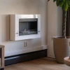 Nebraska White Wall-Mounted Biofireplace by ScandiFlames, a sleek and modern bioethanol fireplace with a white finish.
