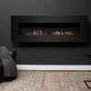 Icon Fires Nero 1750 Wall Fire in black, a stylish wall-mounted bioethanol fireplace with a 175 cm length, 9.8 kW heat output, a