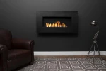 Icon Fires Nero 1150 Wall Fire in black, a sleek and modern wall-mounted bioethanol fireplace with 8-hour burn time and 5.4 kW h
