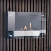 Nevada Wall Mounted Bioethanol Fireplace by ScandiFlames in black, sleek and modern design.