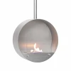 Ottawa Steel 50 cm ceiling-mounted bioethanol fireplace by ScandiFlames, featuring a sleek steel design with manual control.